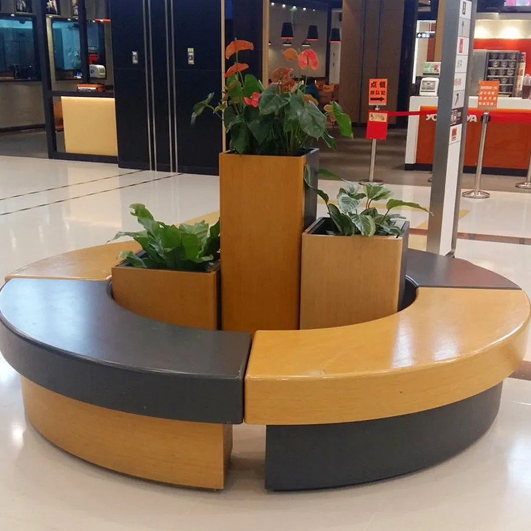 Free Combination Modern Decoration Furniture Public Area Waiting Chairs Fiberglass Round Chair Planter Flower Pot