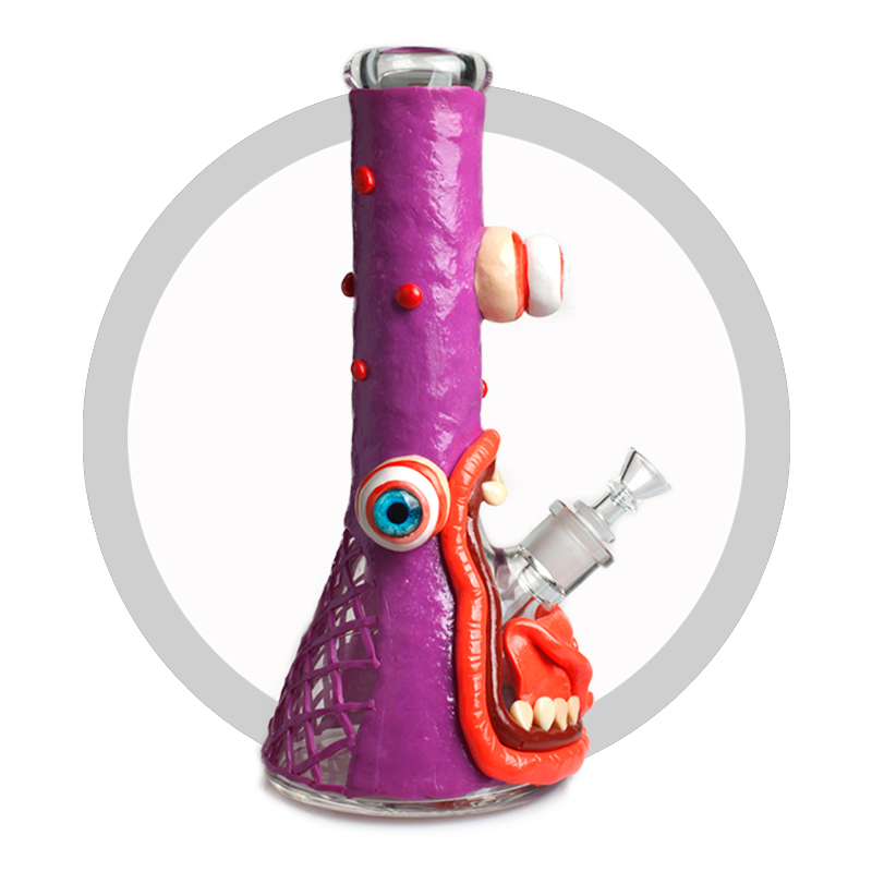 Hot Sell Phoenix Wholesale 7mm Big Beaker Thick Heavy 3D Hand Painting Monster Glass Shisha Hookah Smoking Water Pipe