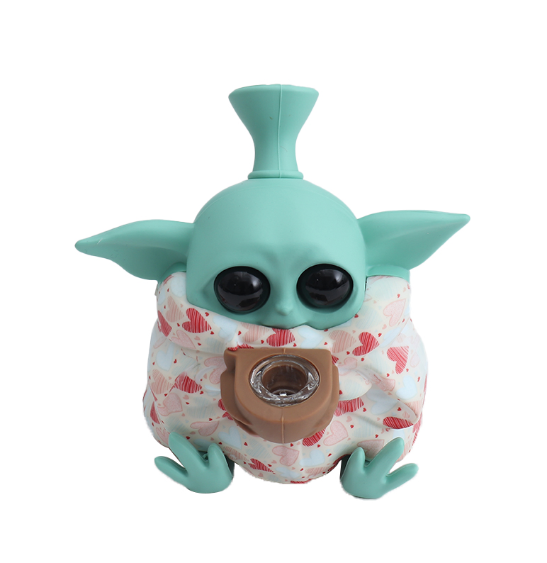 Yoda Daily Used Waterpipes Creative Shisha Hookah Hand Glass Silicone Pipe