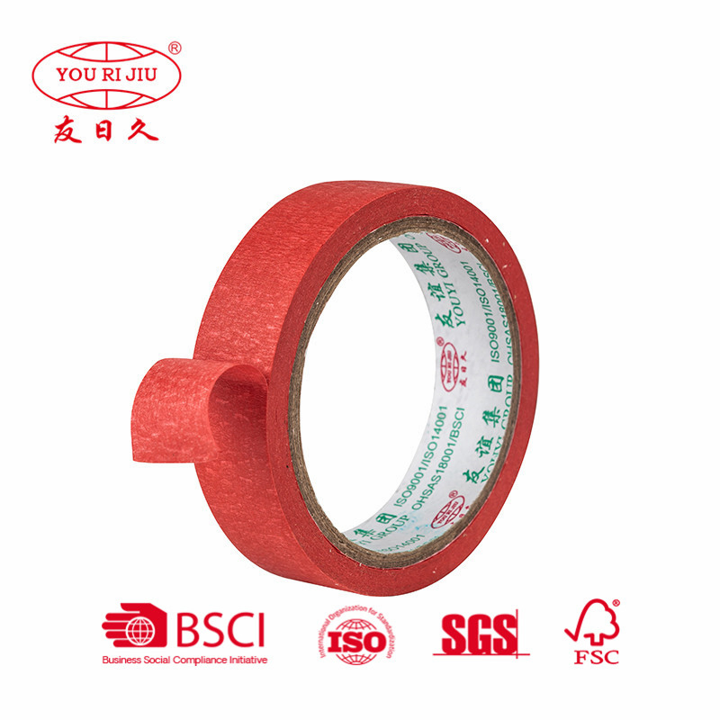 Yourijiu Painter Crepe Paper Automotive Car Decoration Color Orange Blue Red Waterproof Masking Tape Jumbo Roll