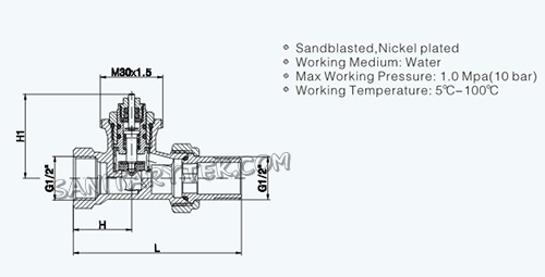 Straight Radiator Valve with Thermostatic Head (V21-030)