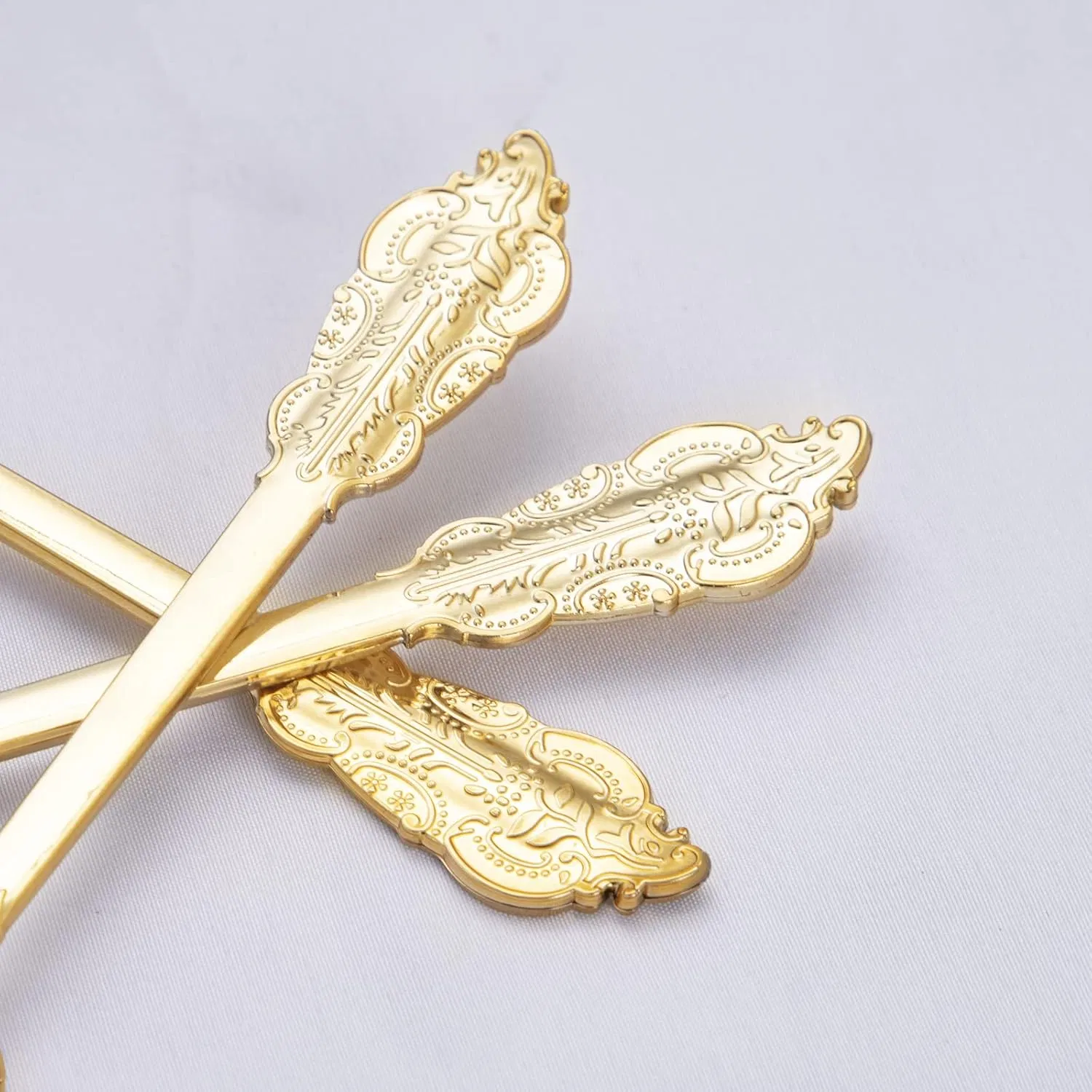 Gold Silverware Plastic Cutlery Forks Spoons Knives for Party&Wedding
