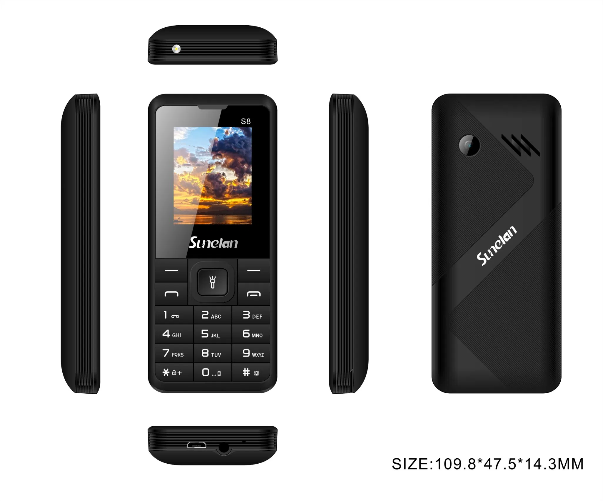 Кнопочный телефон Sunelan S8, 2 SIM, 1000mAh