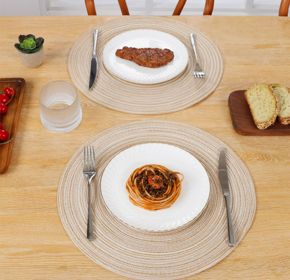 15 Inch Non Slip Heat Resistant Round Table Braided Placemats