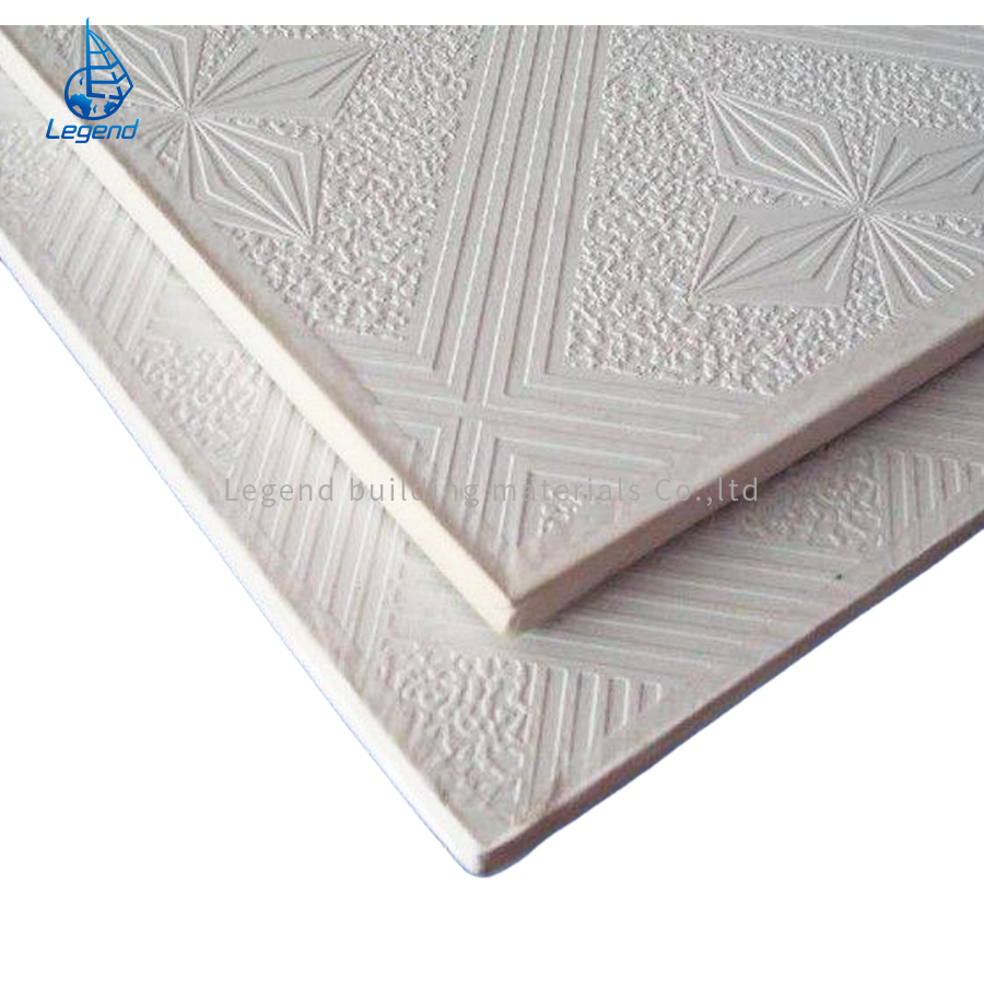 Factory Supply Cinemas Hotel Decoration Moisture-Proof PVC Gypsum Ceiling Tiles