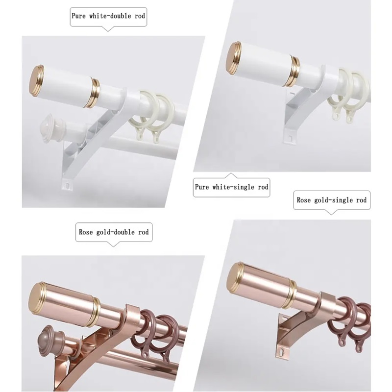 Aluminum Curtain Rod Sets Accessories Double Rod Brackets Nickel Champagne/Curtain Ring