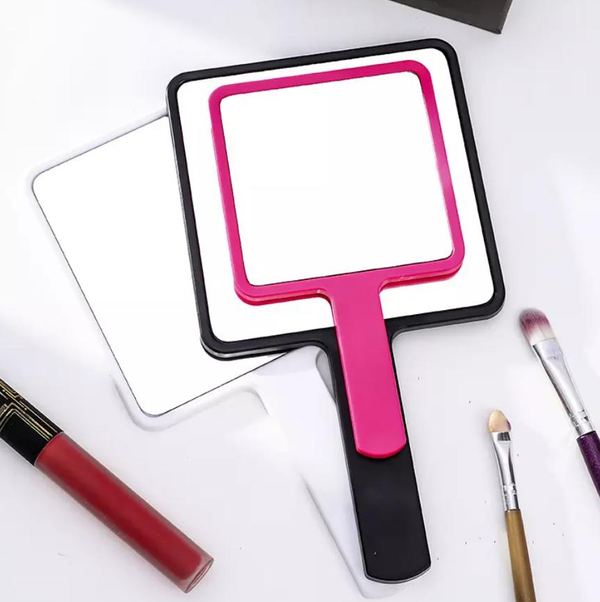 Custom Logo Square ABS Plastic Single Sided Hand Held Makeup Mirror