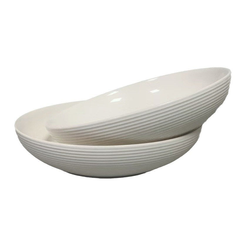 8.75"Soup Bowl White Emboss Ceramics Porcelainware Tableware