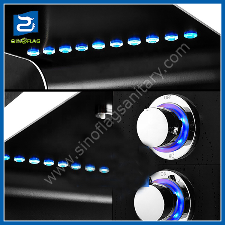 Wall Mounted Hydro Massage Bathroom Shower Panel LED with Pump