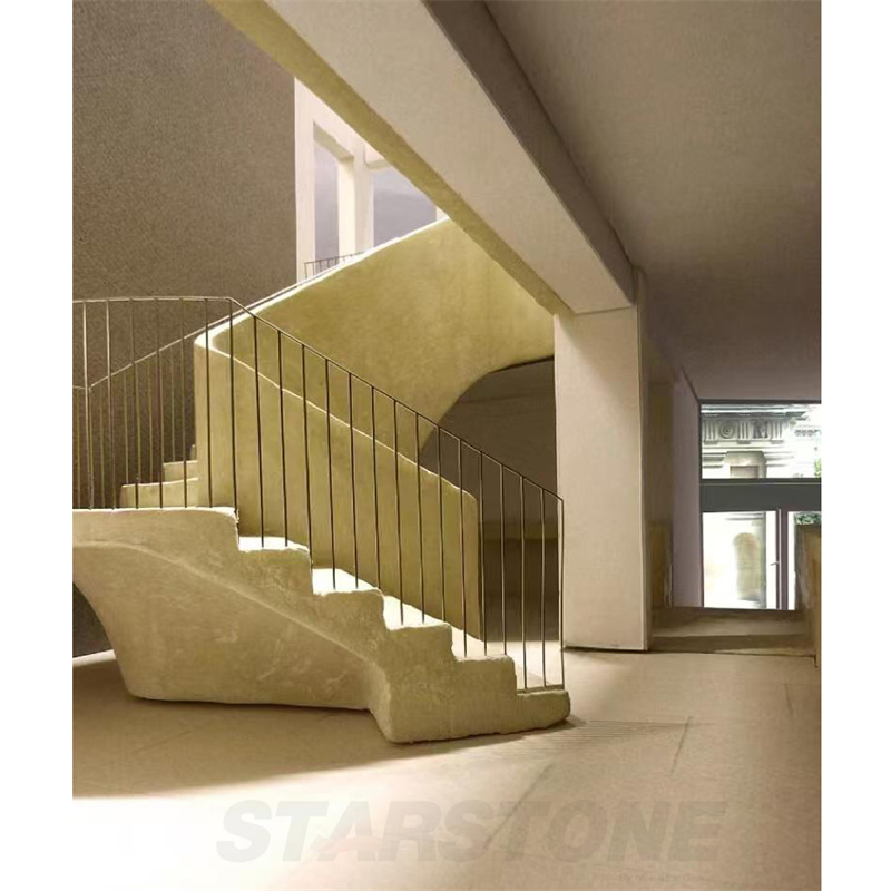 Starstone Classic Beige Travertine Custom Size Shape Stairs Cream Honed Stair Steps