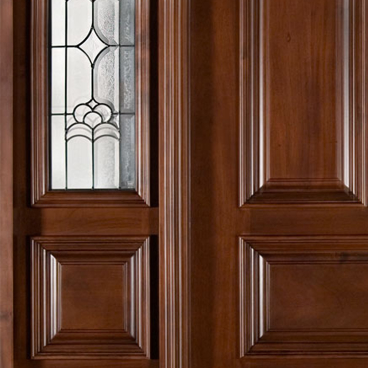 Cbmmart Cheap Price Entrance Teak Solid Wood Room Tempered Glass Door Panel Malaysia Oak Design with Hinge Handle Lock