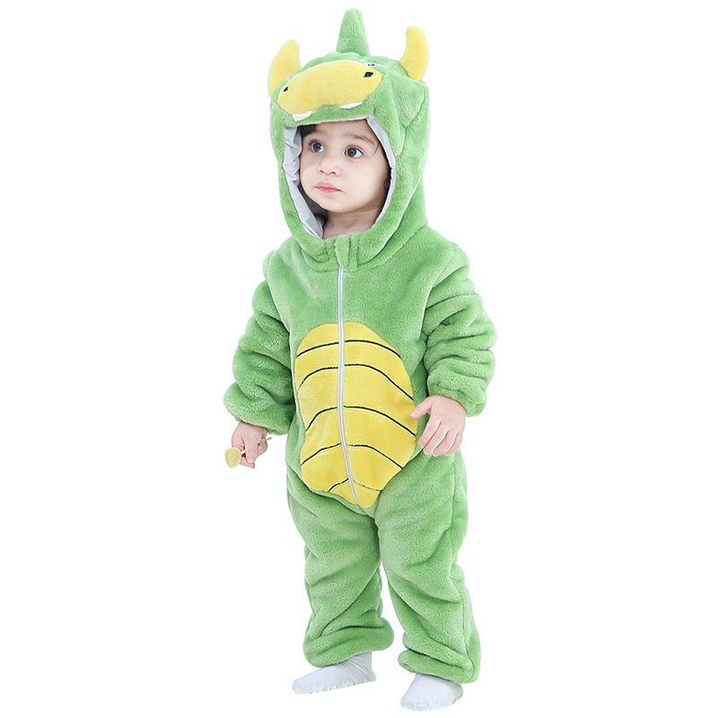 Warm Infant Pajamas Overall Jumpsuits Soft Flannel Animal Baby Romper with Hoods