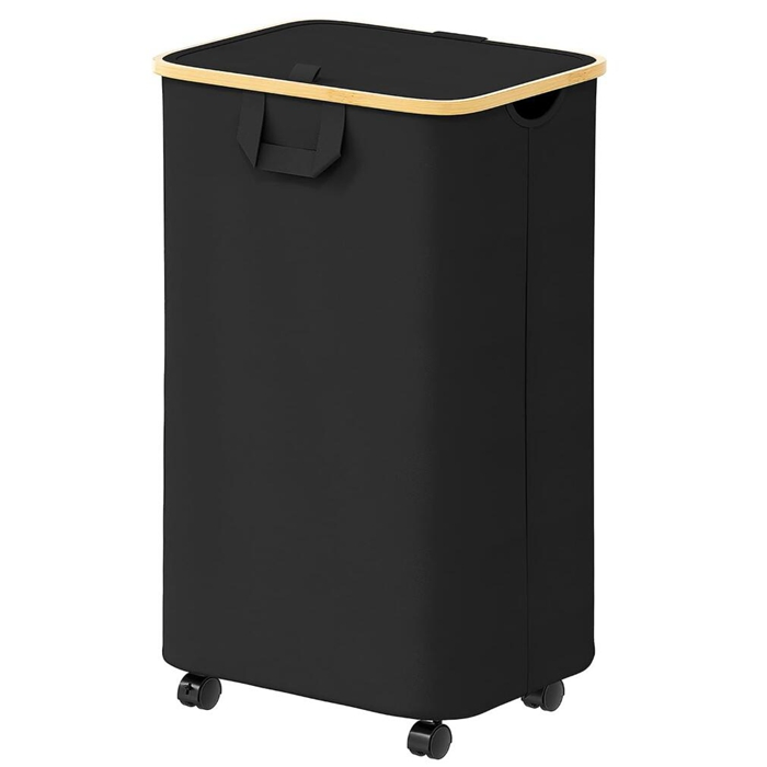 Collapsible Tall Laundry Hamper with Wheels for Dorm Room Bathroom