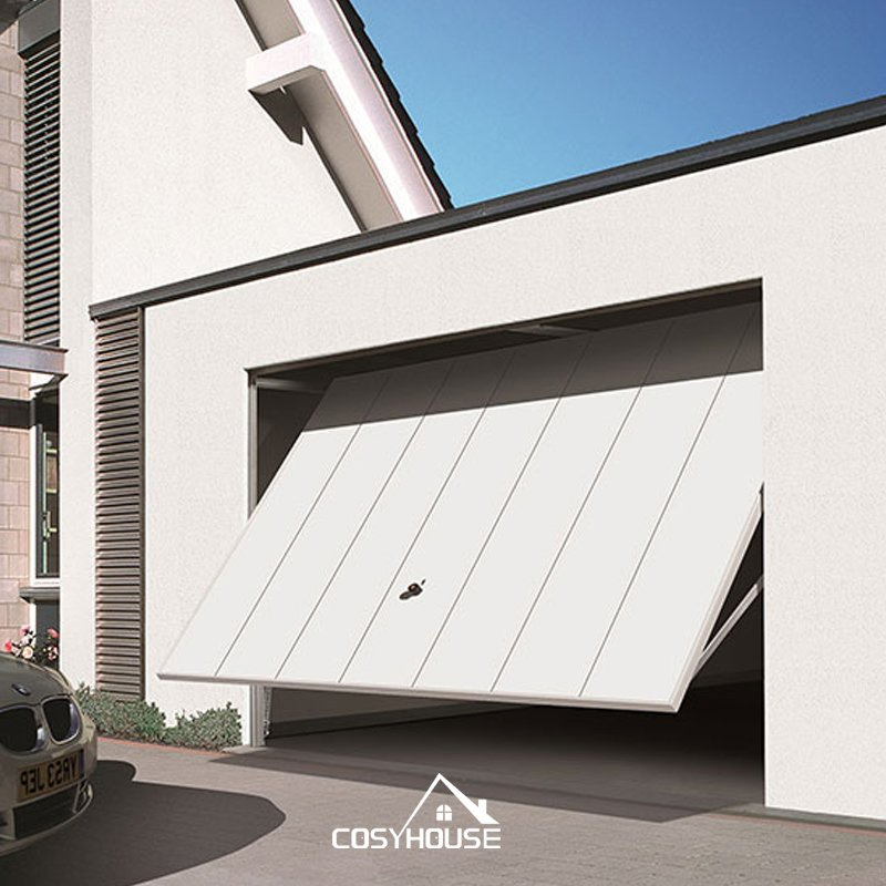 Contemporary Brown Aluminum Garage Door with Frosted Glass Inserts for Privacy
