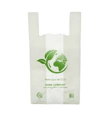 Disposable Custom Logo Print HDPE Handle T-Shirt Grocery Biodegradable Cornstarch Usable Compostable Plastic Degradable Vest Bag