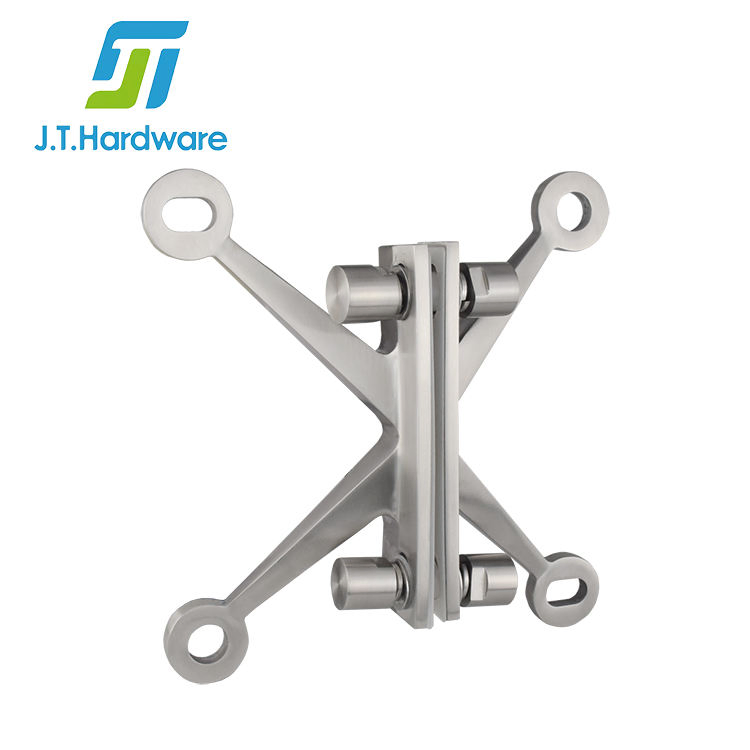 Stainless Steel Fin Wall Mounted Curtainwalls Glass Spider Clamp with Double Way Rib Arms