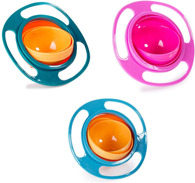 Baby Kids UFO 360 Degree Rotation Magic Plastic Baby Bowl