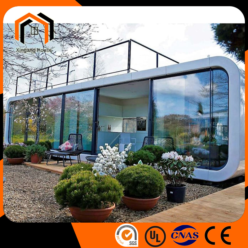 Custom Portable Light Steel Meeting Room Office Building Prefabricated Home Garden Pod Capsule House Backyard Camping House Apple Cabin