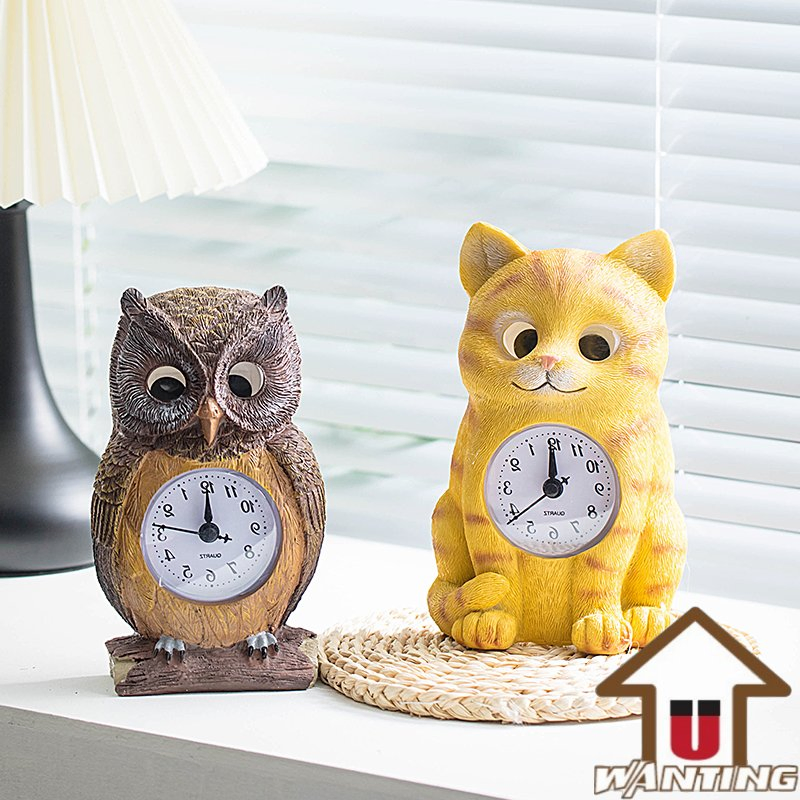 Exquisite Resin Craft Owl Wall Hanging Pendulum Clock Sculpture Home Decoration Souvenir
