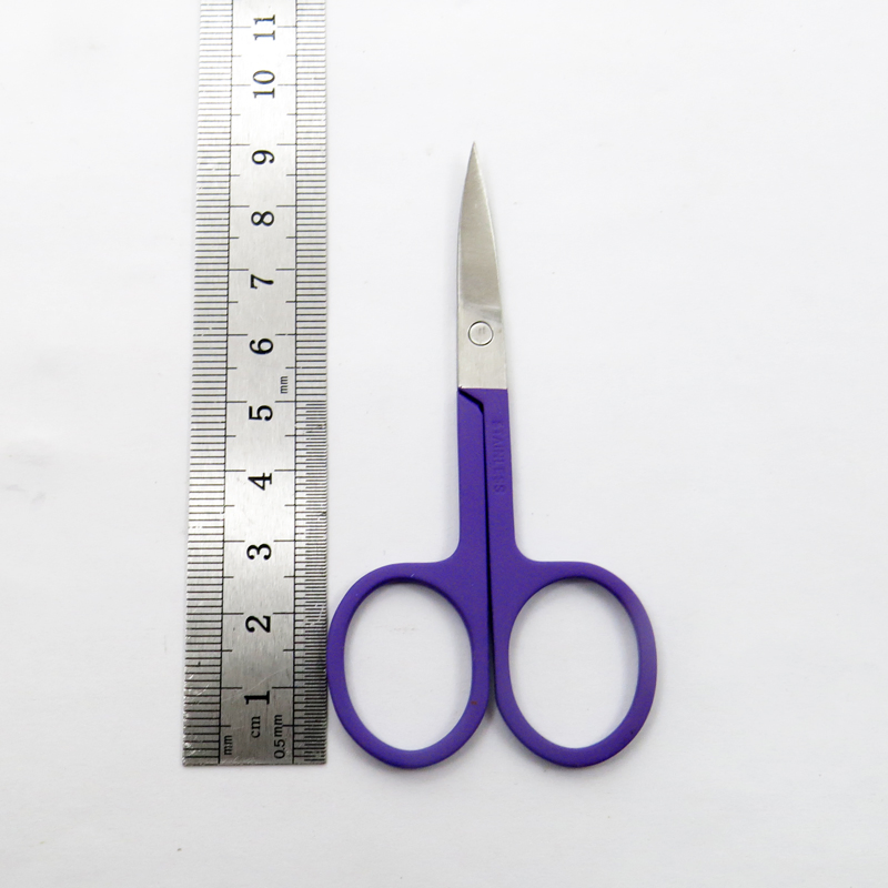 Electronic Coating Rubberized Painting with Stainless Steel Curved for Facial Eyebrow Eyelash Hair Beauty Accessories Scissors