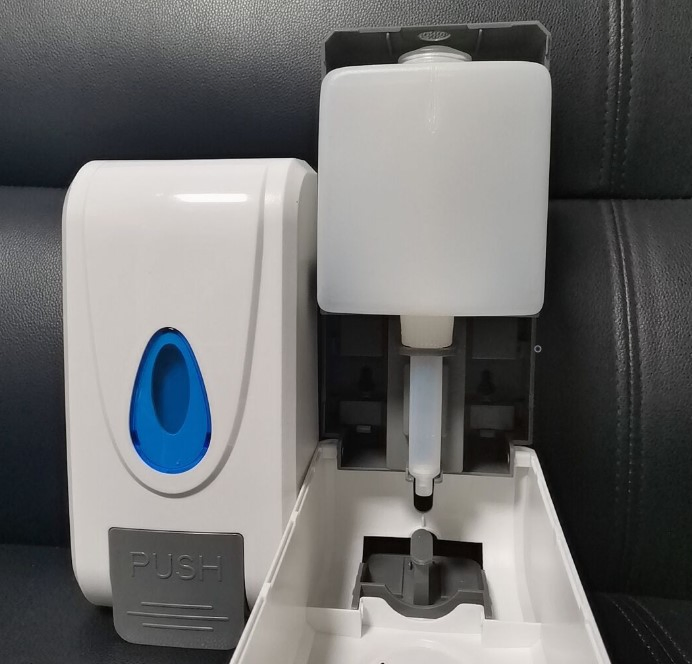 Wall Mount Soap Dispenser with Hand Sanitizer for Hotel Toilet Room Using