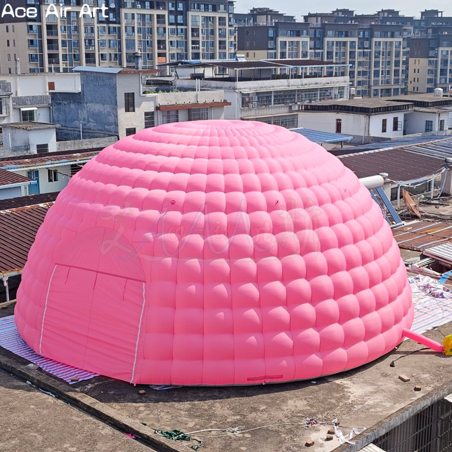 10m Pink Inflatable Dome Tent, Shell Tent with Door Curtain and Blower for Parties
