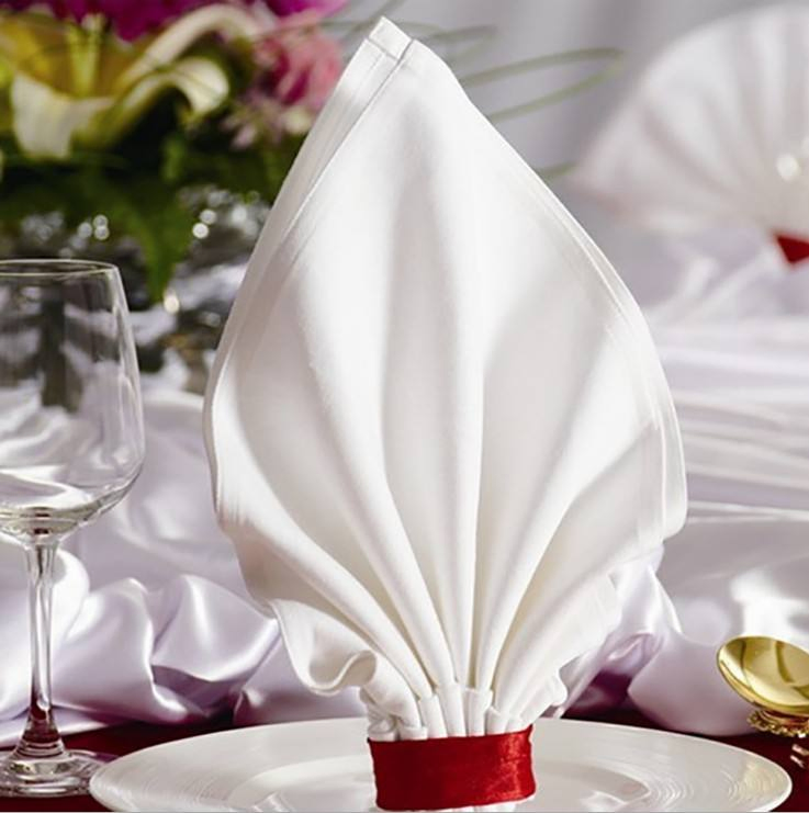 Premium 300 Thread Count White Cotton Napkins with Custom Logo