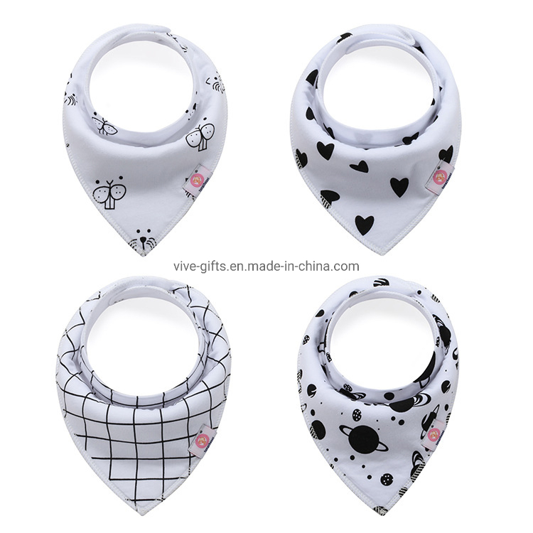 Baby Wear Baby 100% Cotton Muslin Baby Bib White Printed Baby Bib