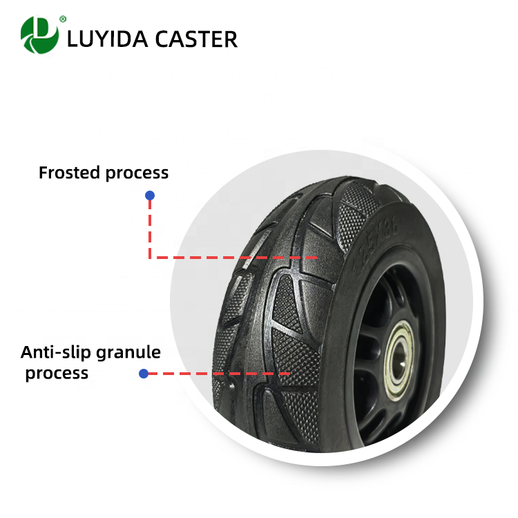 5-Inch Medium-Duty Solid Rubber Casters, Non-Slip and Wear-Resistant Rubber Wheels, Suitable for Shopping Carts, Trolleys, Toolboxes, etc.