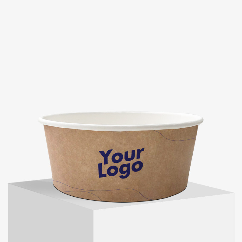 Custom Made 500ml Kraft Paper Salad Bowl with Lid