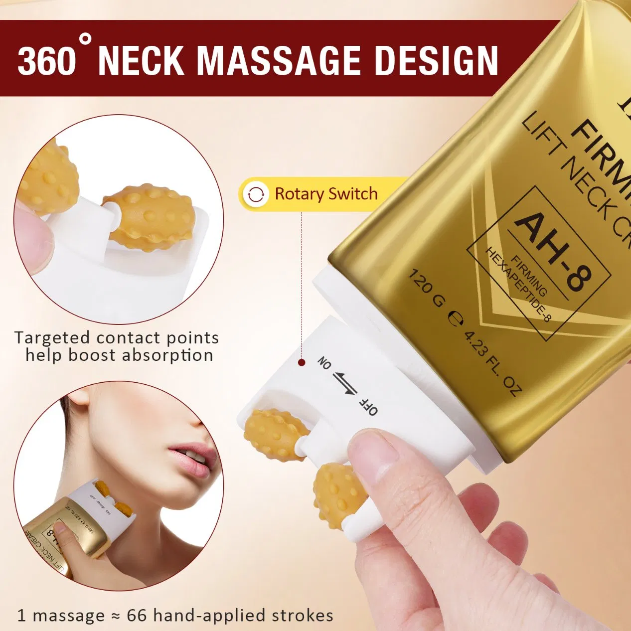 Online Wholesale and Retail Neck Firming Roller Cream Fading Fine Lines Firming Skin Neck Beauty Care Tightening Wrinkles Firming & Lifting Neck Cream for Neck