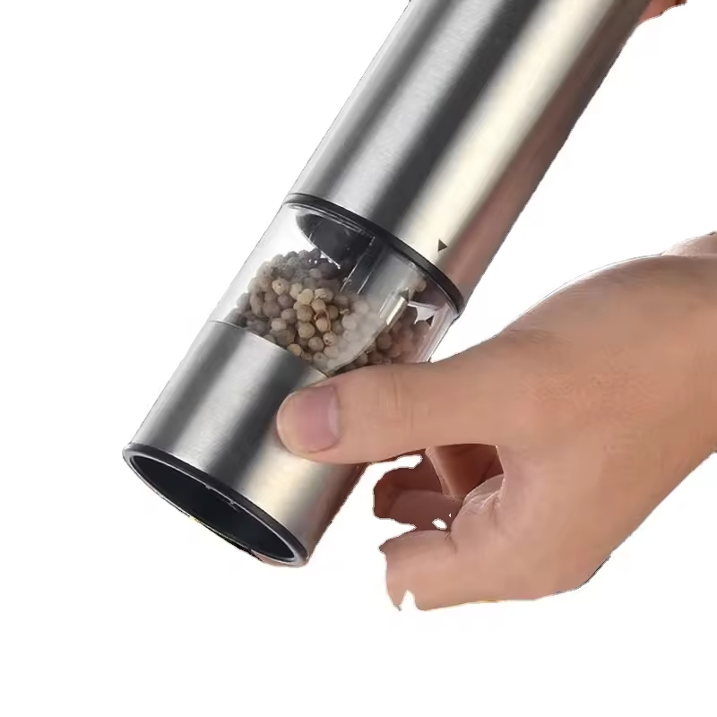 2 in 1 Stainless Steel Electric Pepper Salt Spice Mill Grinder Seasoning Kitchen Tools Grinding for Cooking Restaurants