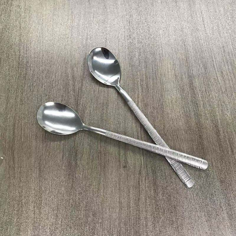 Hammer Patterned Mixed Rice Restaurant Stainless Steel Soup Spoon