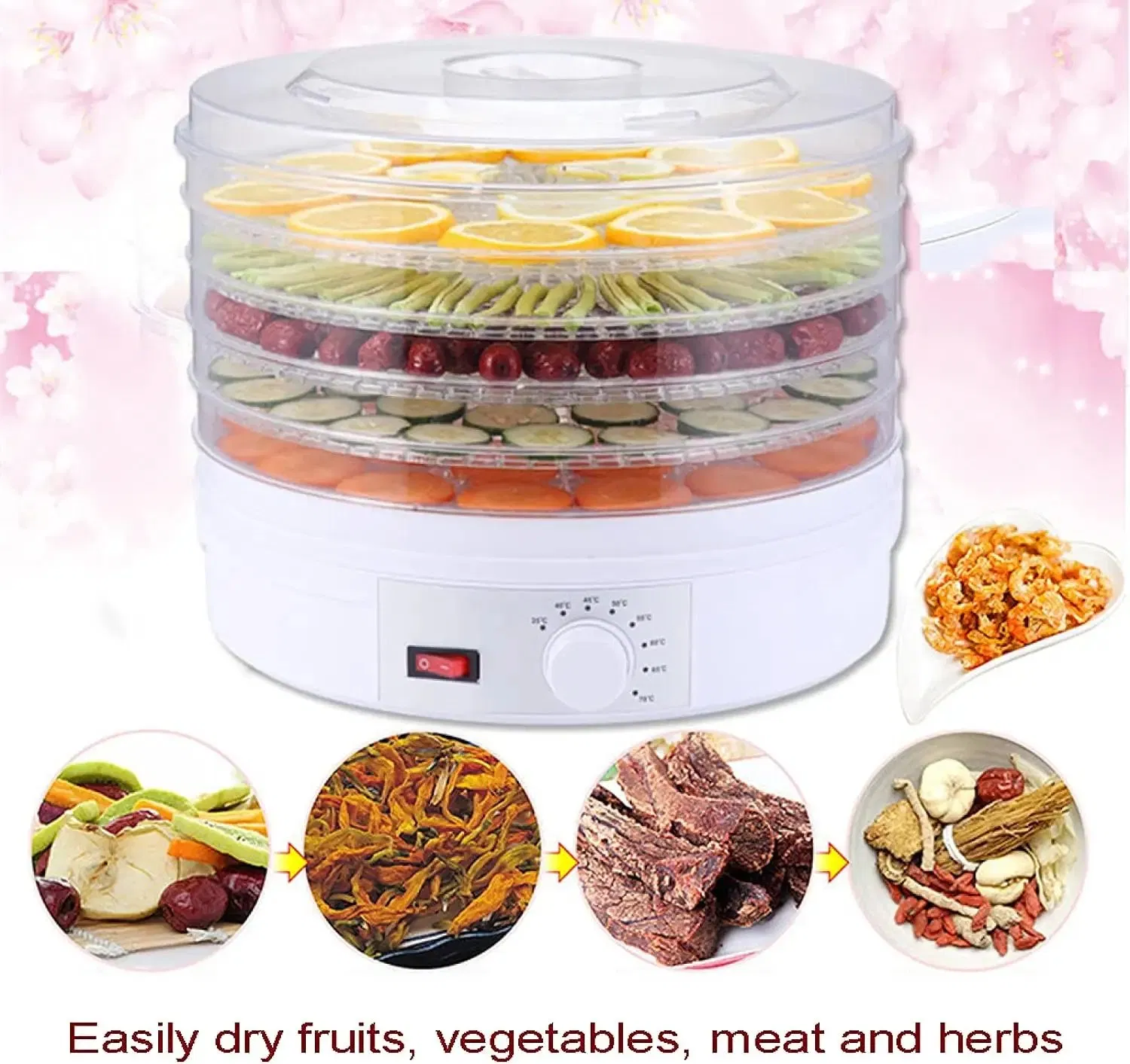 OEM Home Use 245W 5PCS Stackable Tier Commercial Health Food Dehydrator