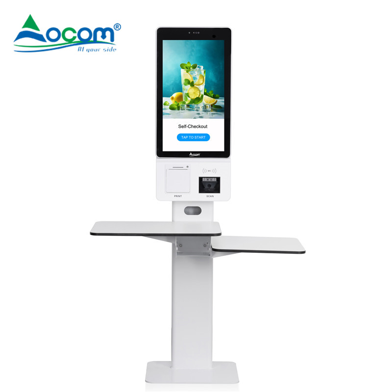 Ocom POS-K004 21.5 Inch Self-Service POS System Android Windows Touch Screen Kiosk with 80mm Thermal Printer Scanner