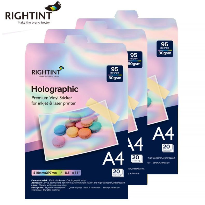 Carton Aluminum Foil Rightint A4, OEM Labels Holographic Sticker Paper