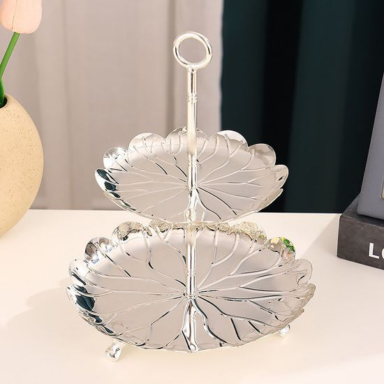 Double-Layer Gold Cake Stand Display Fruit Plate Afternoon Tea Dim Sum Party Tray