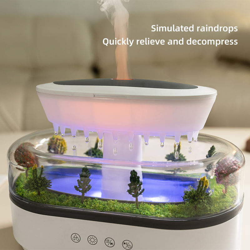 White Noise Humidifier Aromatherapy Machine Color Light Raindrop Humidifier