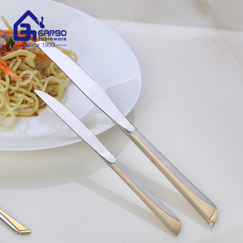 Silver 201 Stainless Steel Cutlery with Gold Plated Handle Fruit Knife Kitchen Utensils Wholesale Flatware