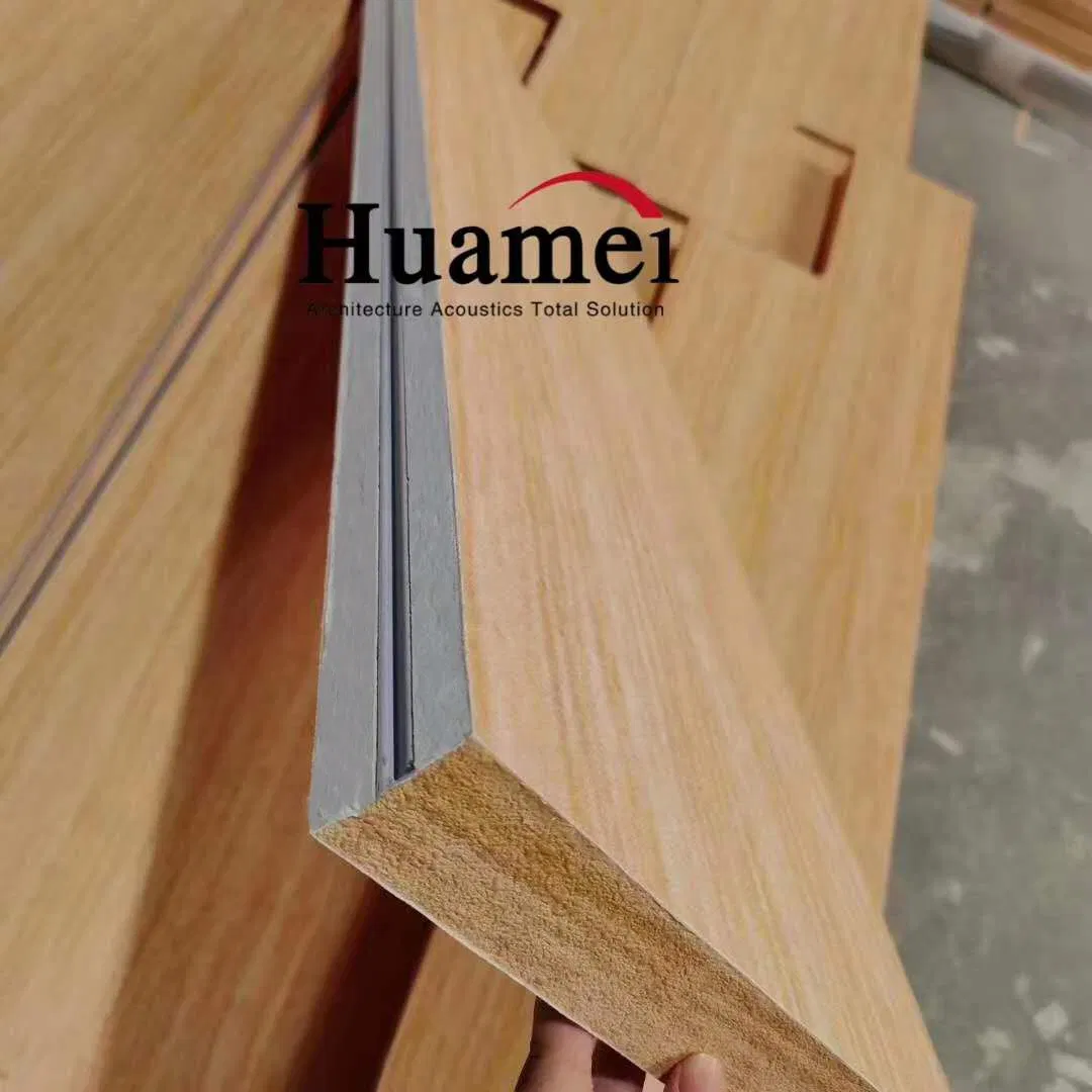Modern Fiberglass Board Ceiling Tiles Wooden-Grain Acoustic False Ceiling