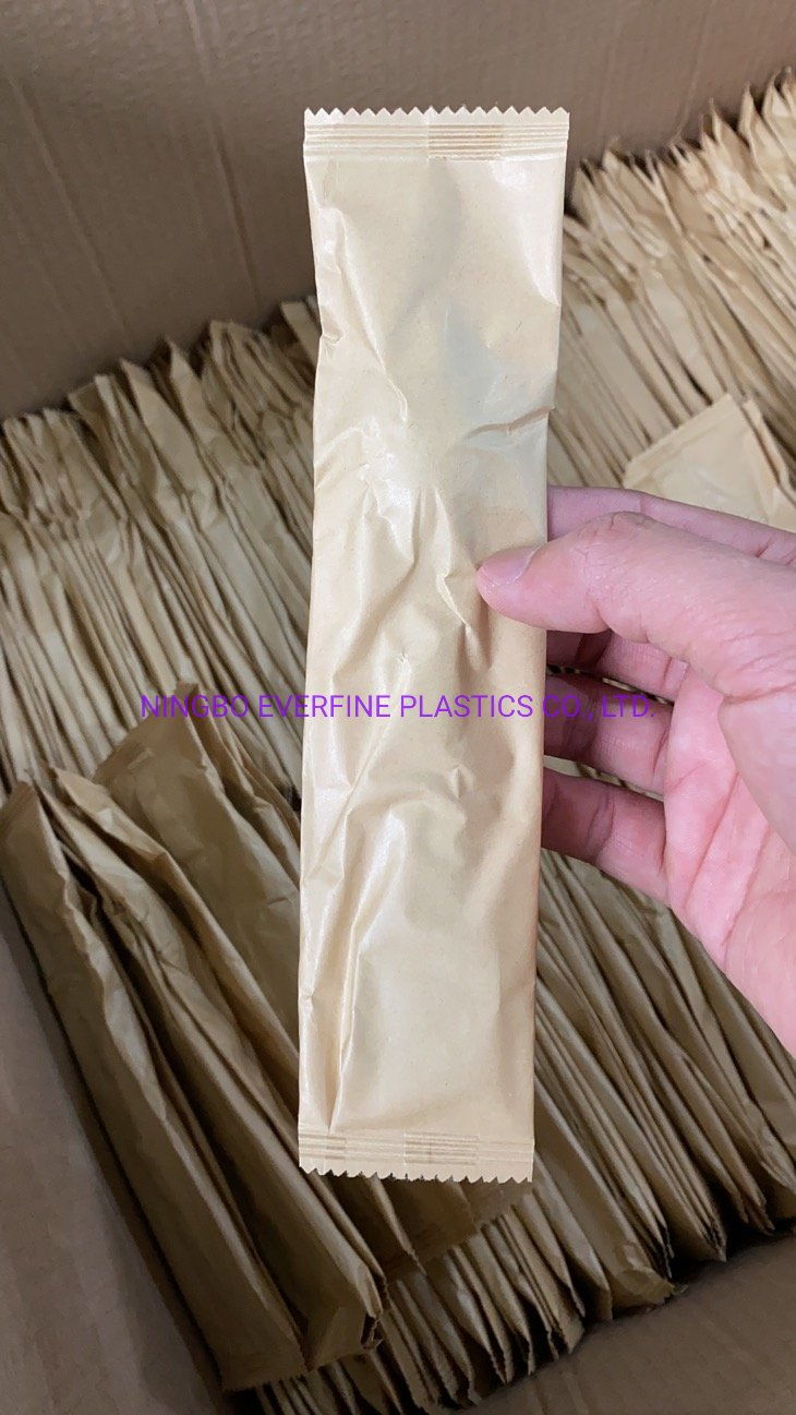 Individually Kraft Paper Wrapped Plastic Spoons