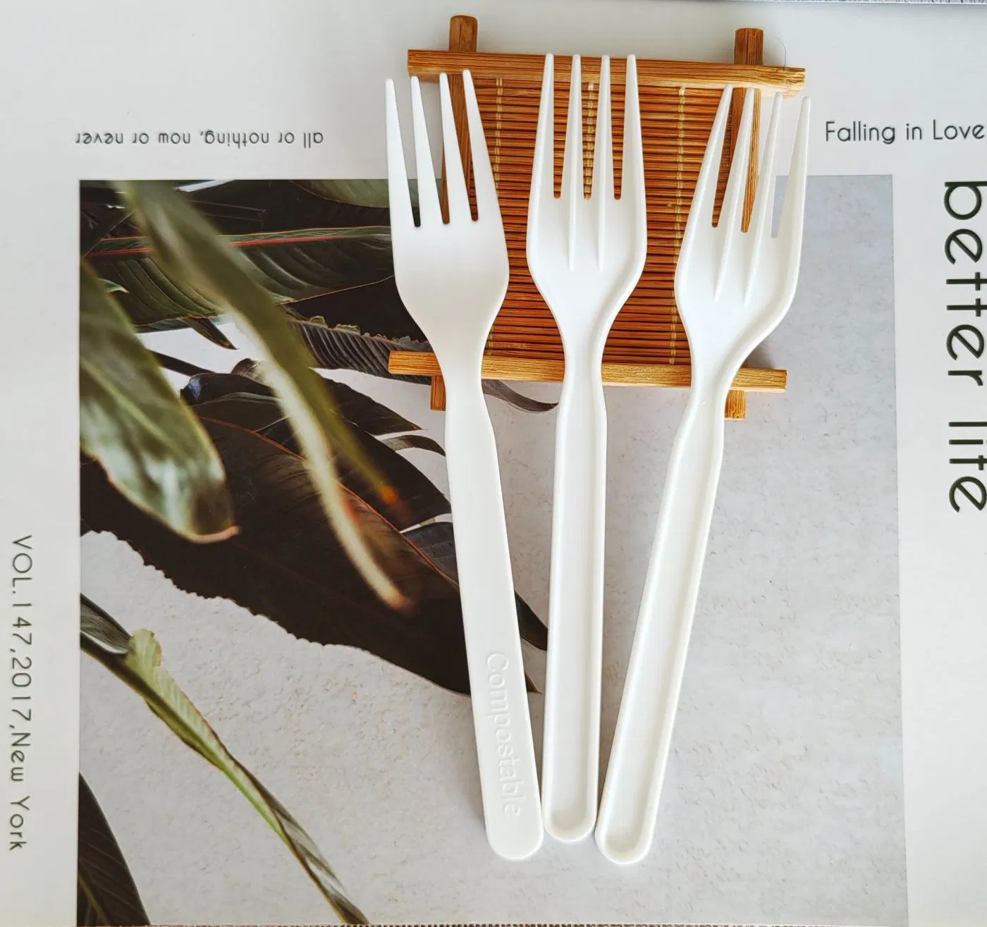 New Design Eco Friendly Compostable Biodegradable Fork Cpla Cutlery Utensils