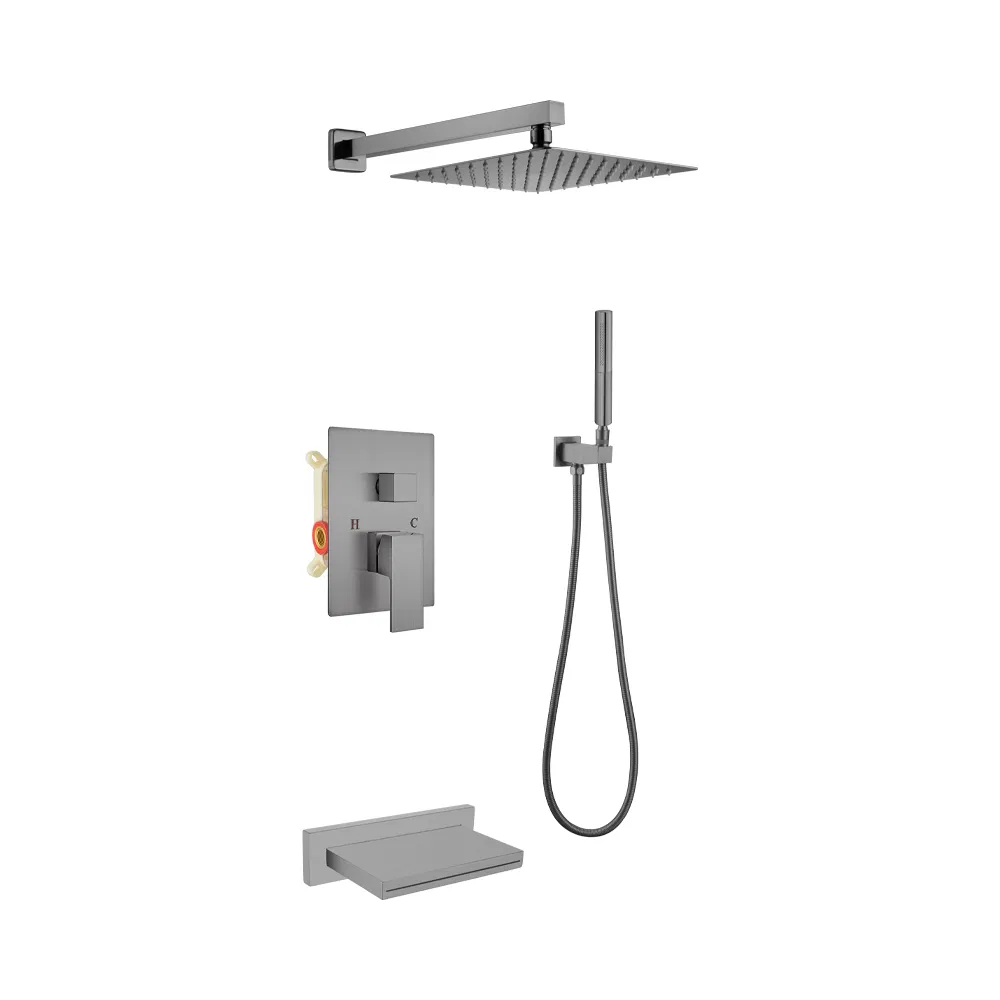 Gun Metal Coating Brass Shower Mixer Wall Exposed Bath Shower Set