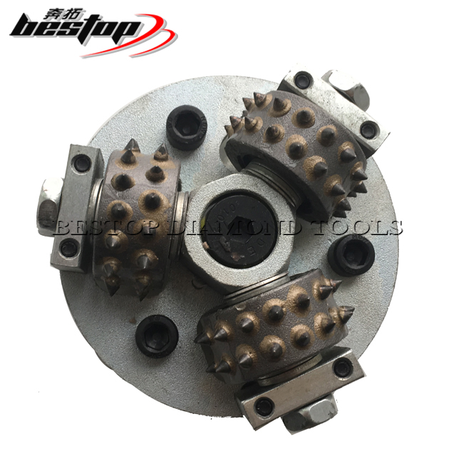 10" Bush Hammer Grinding Wheels with Vacuum Brazed Rollers for Stone Sandblasting