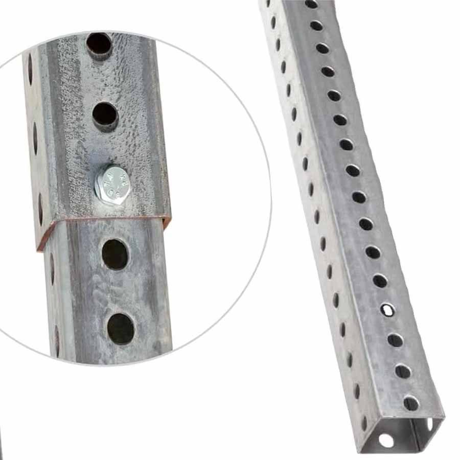 2.0mm 2.5mm Telescopic Galvanized Perforated Steel Pipe Square Traffic Sign Post, 6-Foot Safety Sign Post