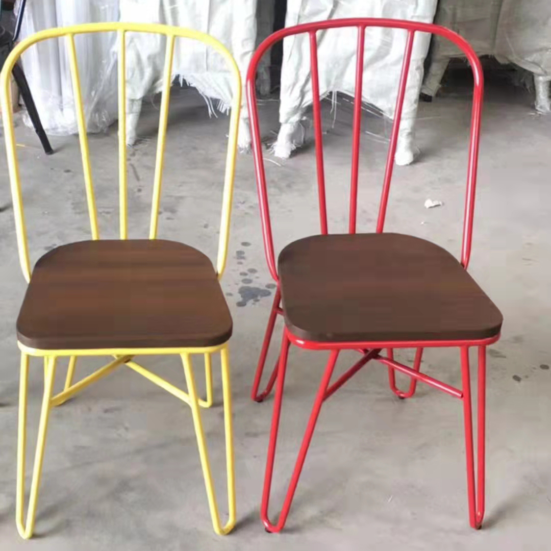 Стул обеденный металлический деревянное сиденье ресторан