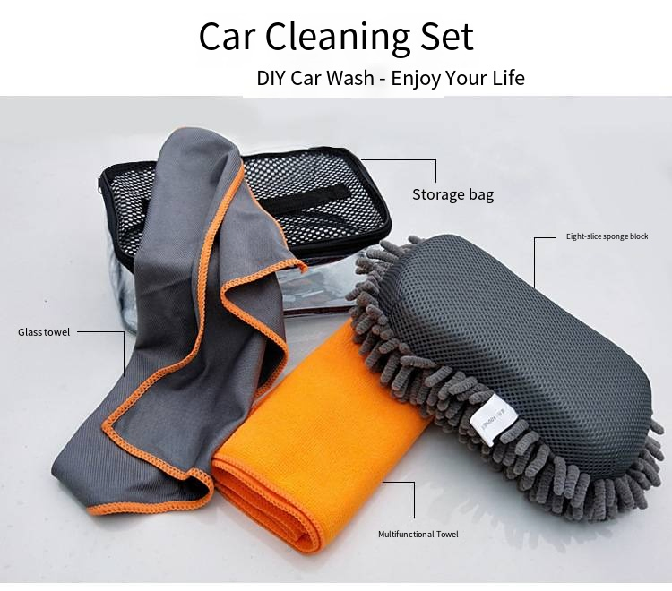 Car Cleaning Set Auto Wash Cloth Sponge Eco Friendly Microfiber Set