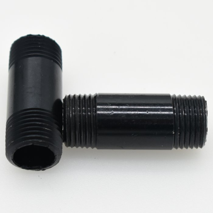 Black Nipple 3/4" with Thread on Both Ends for Industrial Bookshelf