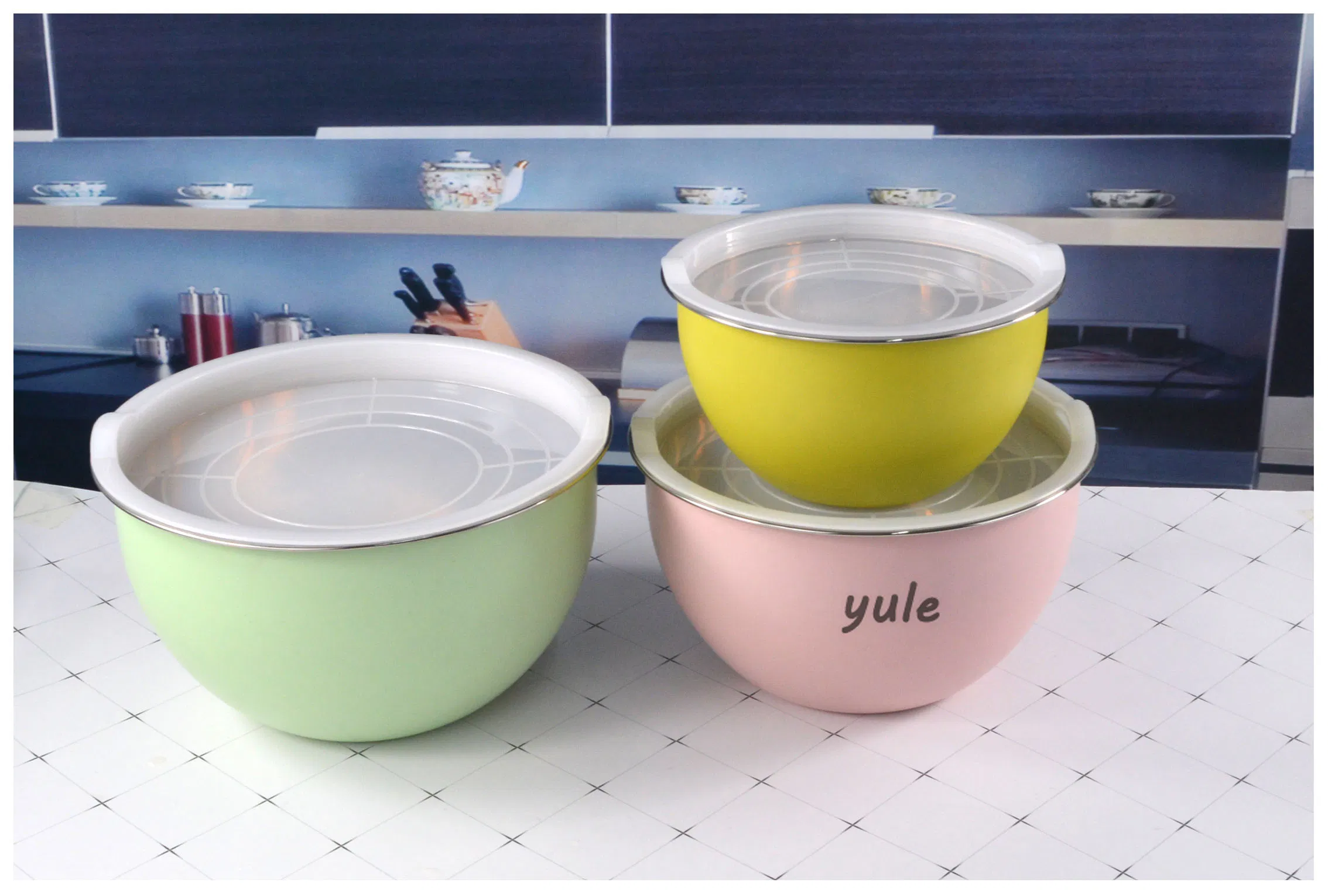 European Fruit Bow 5PCS Korean Style Washing Vegetable Food Serving Stainless Steel Salad Bol with PE Plastic Lid Germany Bowl