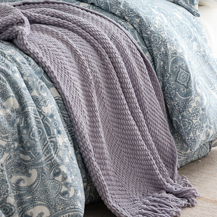 Wholesale Solid Color Jacquard Lamb Fleece Blanket Taffeta Blanket